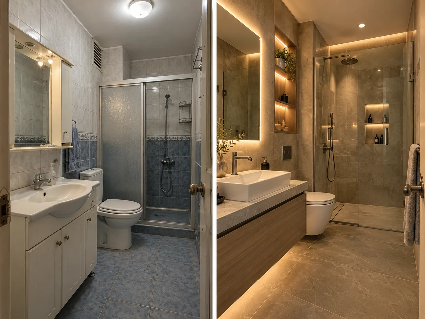 Banyo yenileme öncesi ve sonrası